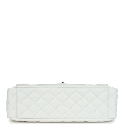 Chanel XXL Flap Bag White Shiny Caviar Light Gold Hardware
