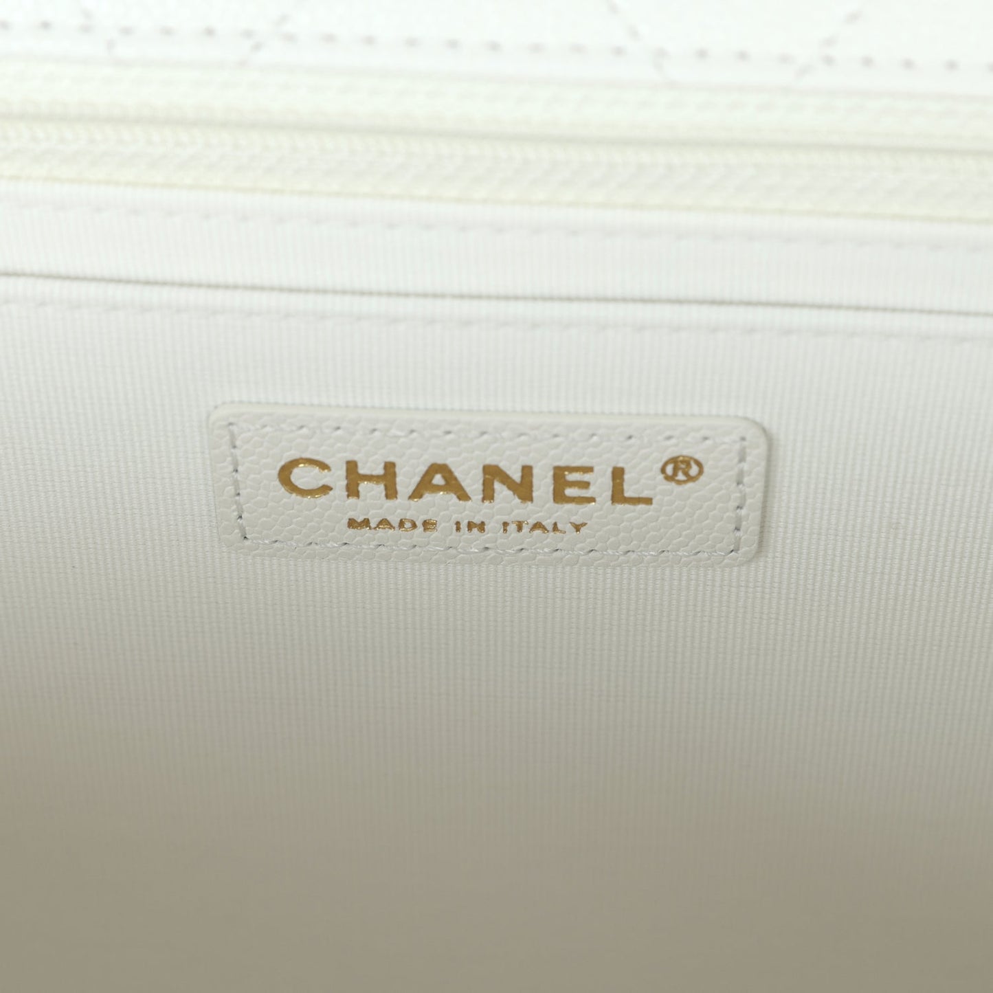 Chanel XXL Flap Bag White Shiny Caviar Light Gold Hardware