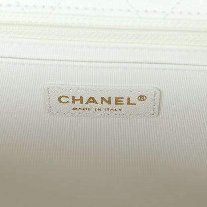 Chanel XXL Flap Bag White Shiny Caviar Light Gold Hardware