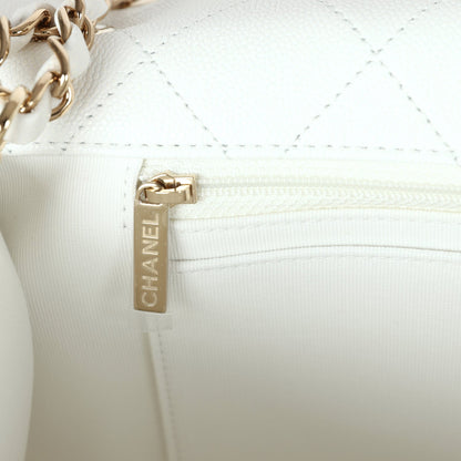 Chanel XXL Flap Bag White Shiny Caviar Light Gold Hardware