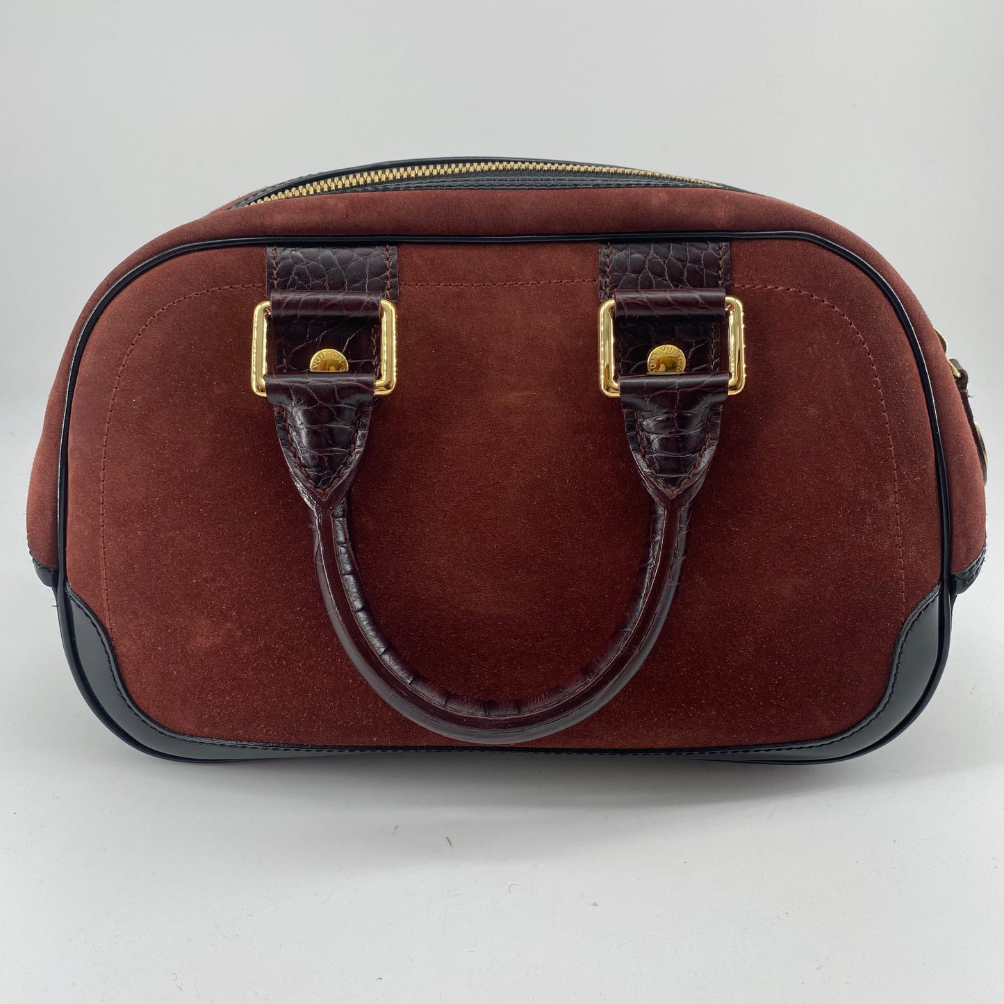 Louis Vuitton Havane brown suede stamped trunk PM Boston speedy