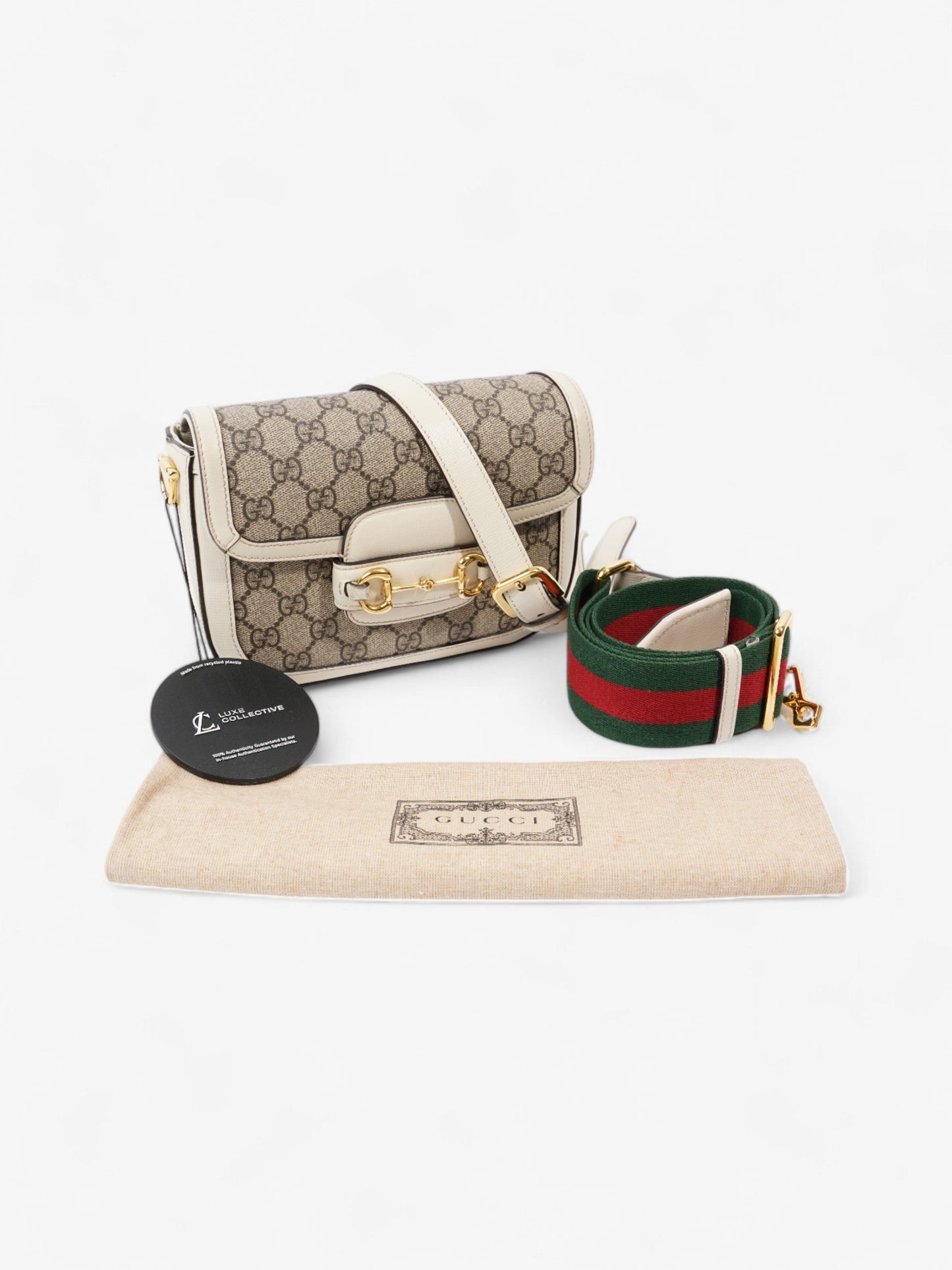 Gucci Horsebit 1955 Mini Bag White / Monogram Coated Canvas