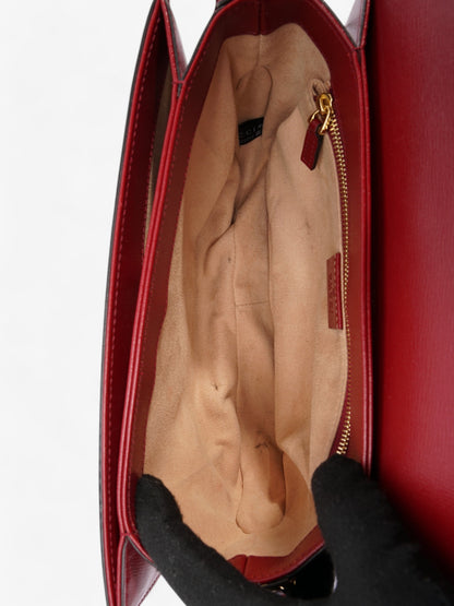 Gucci Horsebit 1955 Shoulder Bag in Coated GG Canvas with Red Leather Red / Monogram Coated Canvas