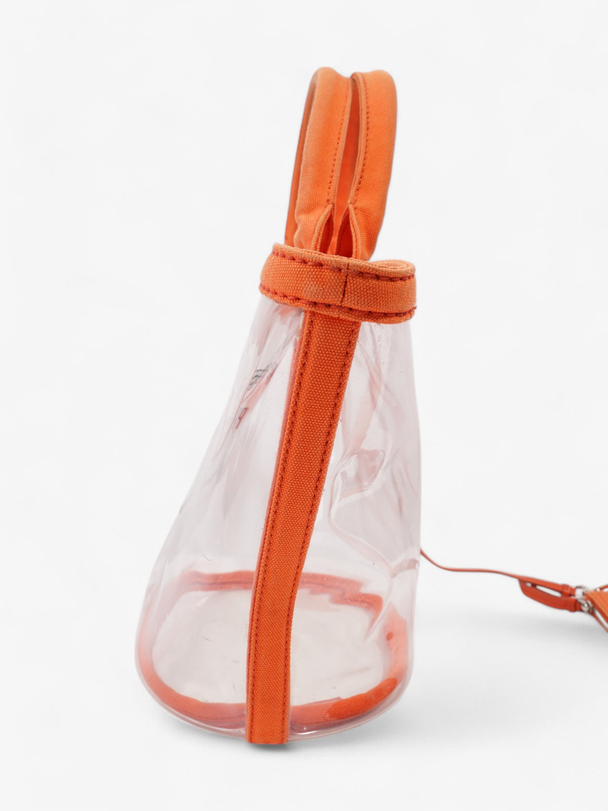 Prada PVC Clear Logo-Print Tote Orange  / Clear  PVC