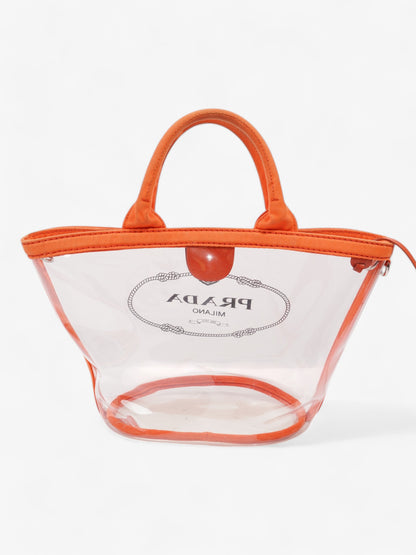 Prada PVC Clear Logo-Print Tote Orange  / Clear  PVC