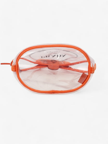 Prada PVC Clear Logo-Print Tote Orange  / Clear  PVC