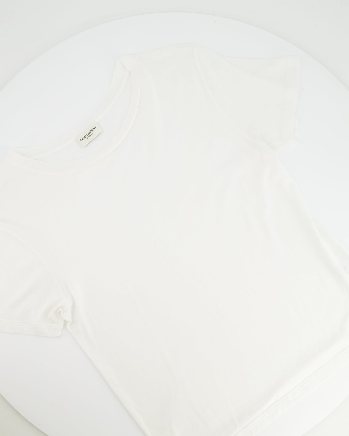 Saint Laurent White Cropped Short-Sleeve T-Shirt with Logo Detail Size S (UK 8)