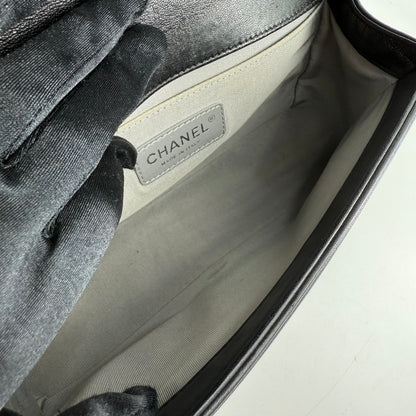Chanel Medium Black Lambskin Ruthenium Hardware Le Boy Flap Bag