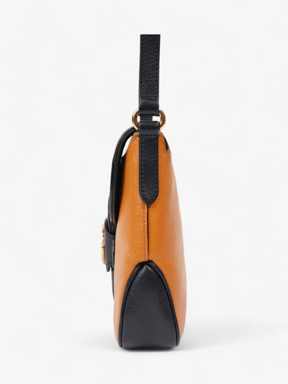 Gucci Messenger Bag with Double G Navy Blue / Burnt Orange Leather Small