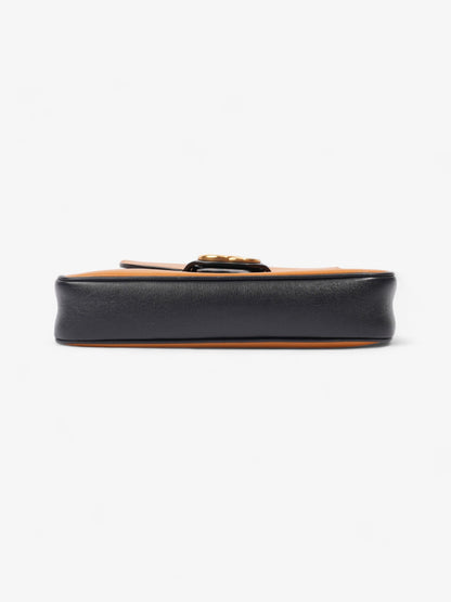 Gucci Messenger Bag with Double G Navy Blue / Burnt Orange Leather Small