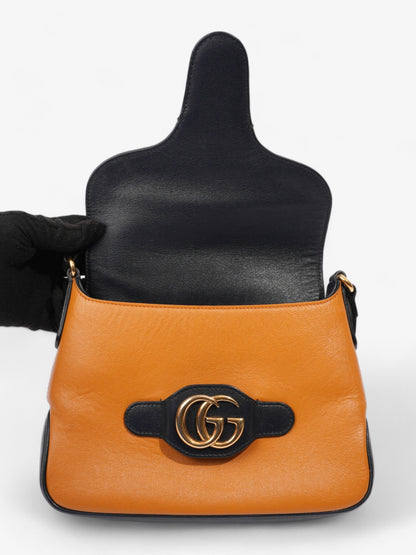 Gucci Messenger Bag with Double G Navy Blue / Burnt Orange Leather Small