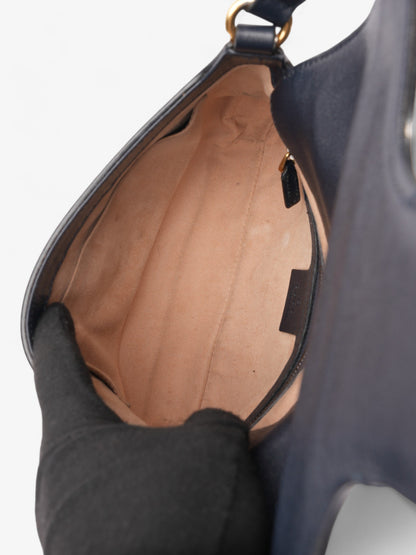 Gucci Messenger Bag with Double G Navy Blue / Burnt Orange Leather Small