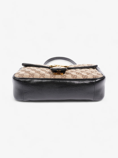 Gucci Marmont Flap Beige And Ebony GG Supreme / Black Canvas Small