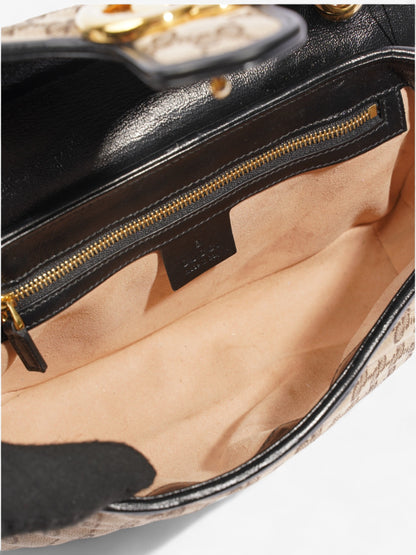 Gucci Marmont Flap Beige And Ebony GG Supreme / Black Canvas Small