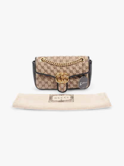 Gucci Marmont Flap Beige And Ebony GG Supreme / Black Canvas Small