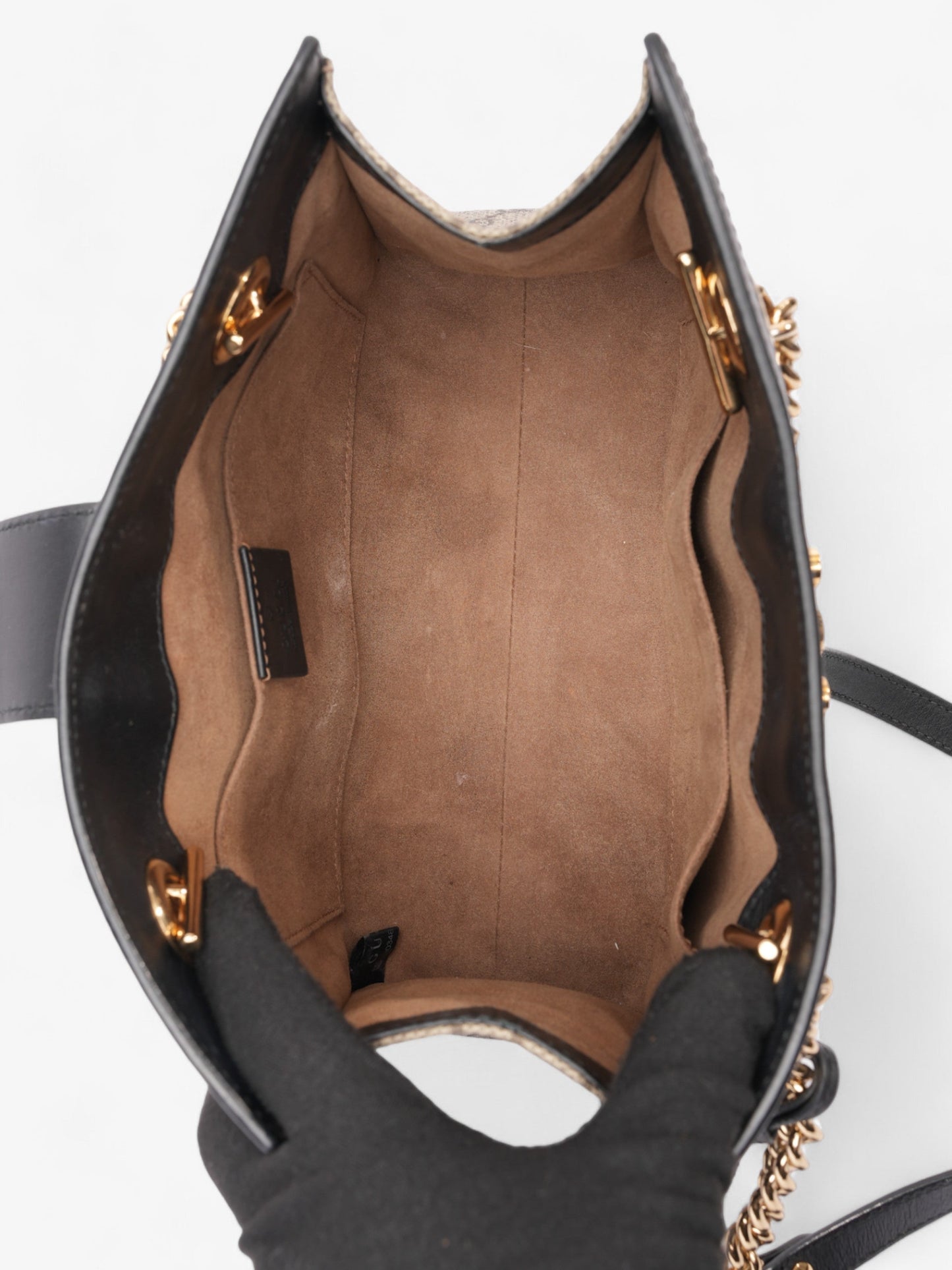 Gucci Padlock Beige And Ebony GG Supreme / Black Coated Canvas Small
