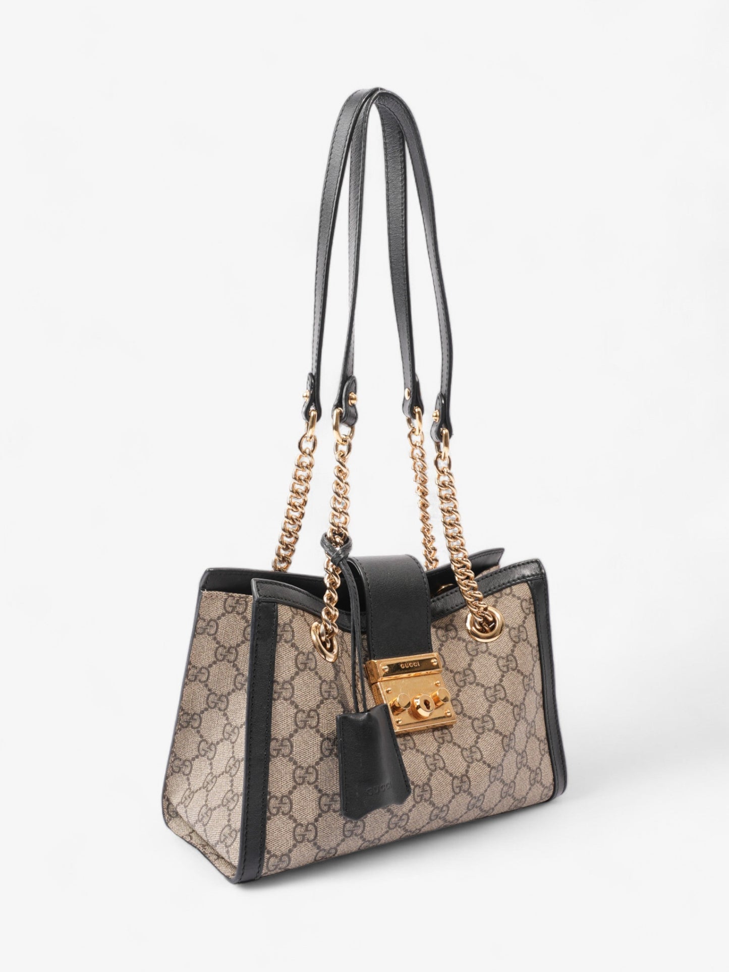 Gucci Padlock Beige And Ebony GG Supreme / Black Coated Canvas Small
