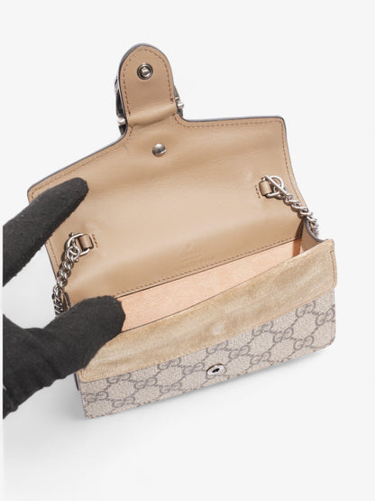 Gucci Super Mini Dionysus Beige And Ebony GG Supreme Coated Canvas