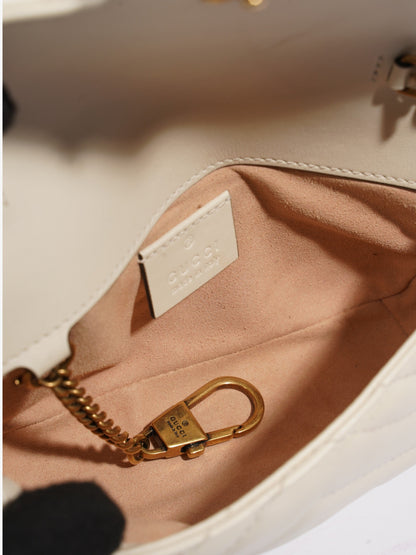Gucci GG Marmont Super Mini Light Grey Matelasse Leather