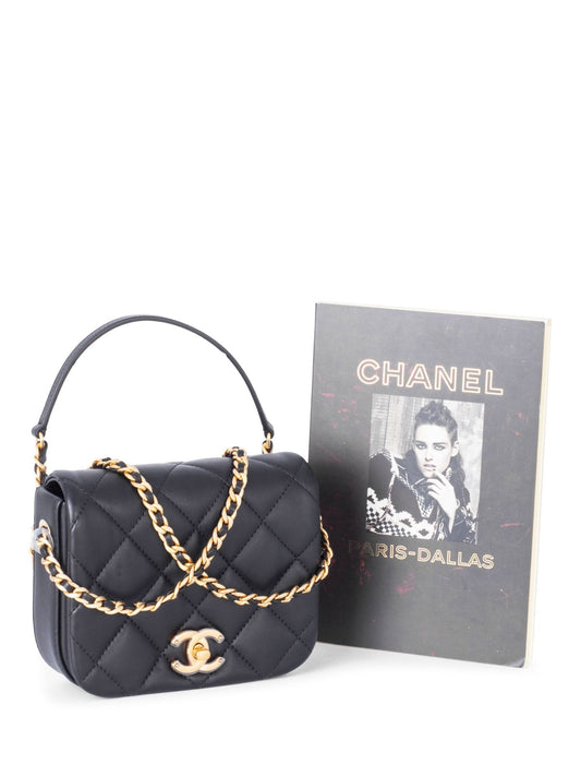 Chanel CC Logo Quilted Leather Mini Square Bag Black
