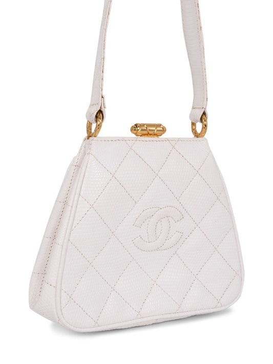 Chanel CC Logo Quilted Mini Kelly Bag White