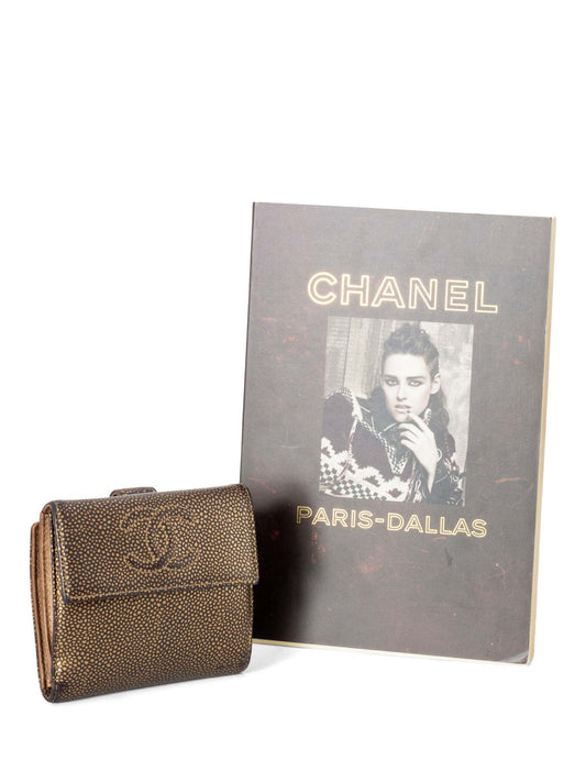 Chanel Caviar Leather CC Logo Timeless Bifold Wallet Brown