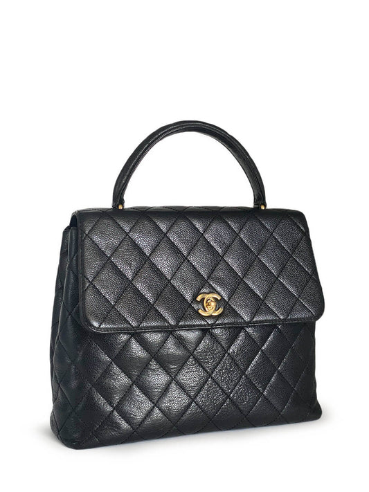 Chanel Caviar Quilted Large Coco Handle Flap Bag Black