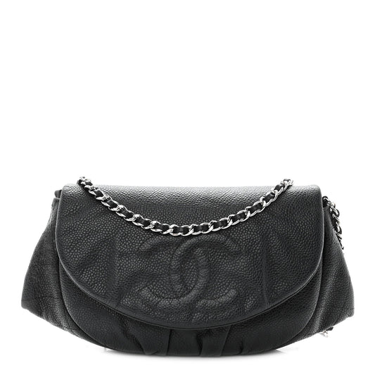 Chanel CAVIAR LEATHER HALF MOON WALLET ON A CHAIN