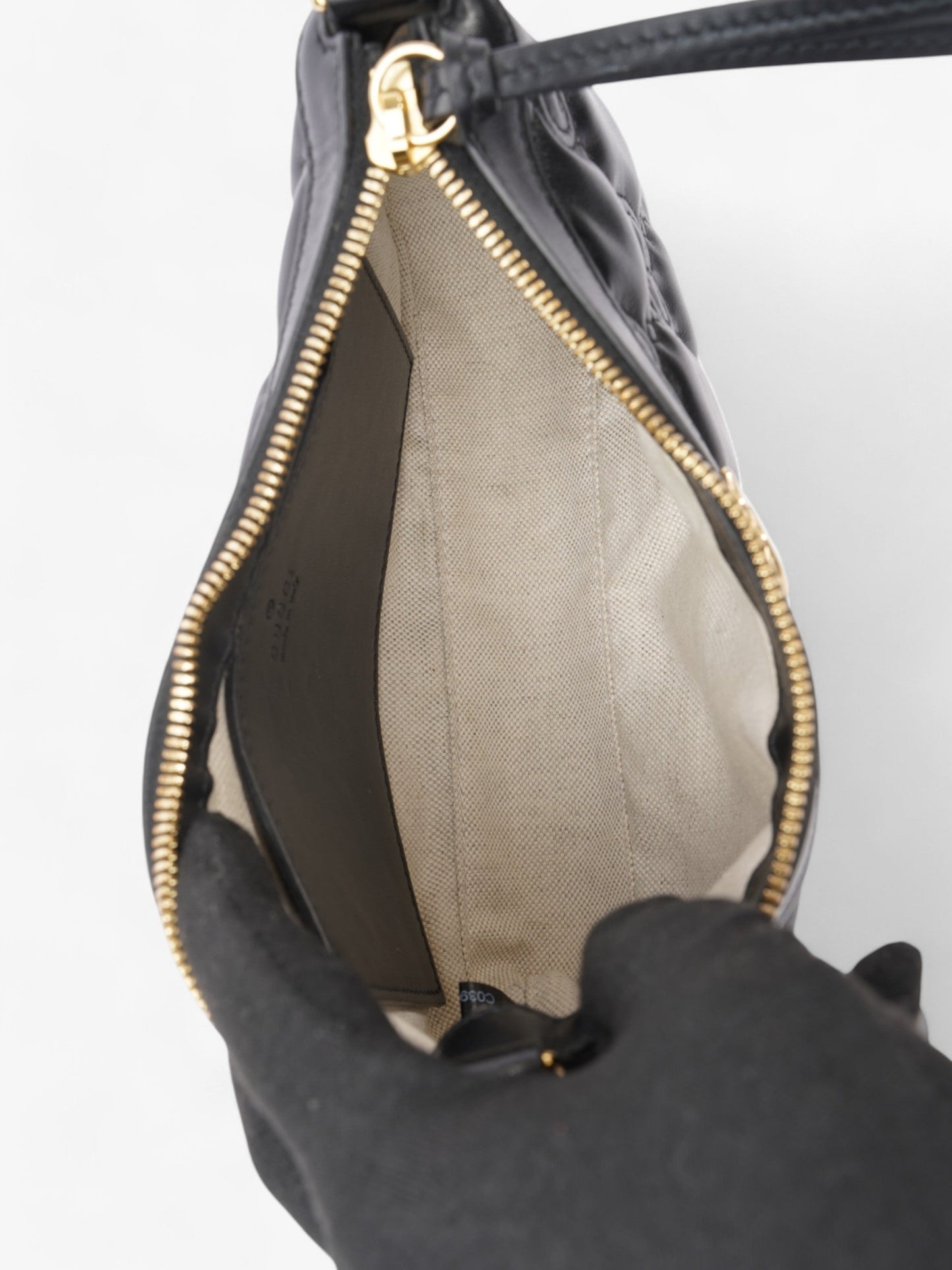 Gucci GG Shoulder Bag Black Matelasse Leather Small