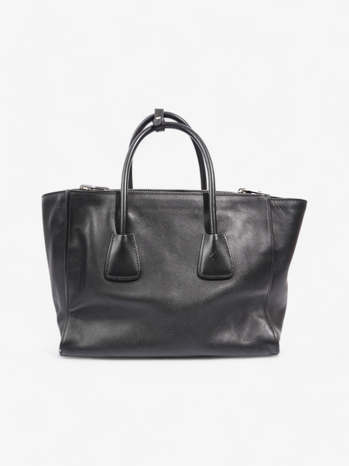Prada Twin Pocket Tote Black Leather Medium