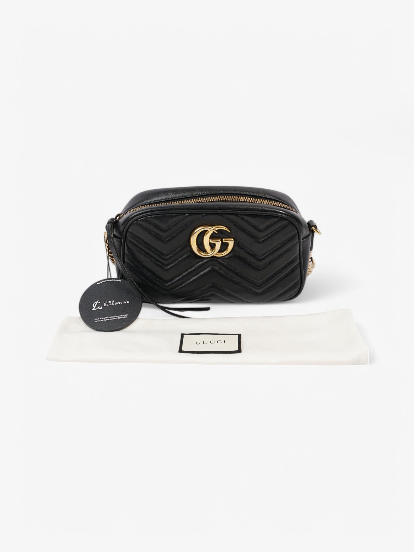 Gucci Marmont Zip Black Matelasse Leather Small