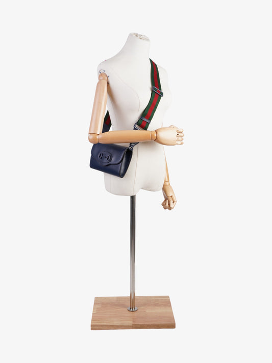 Gucci Horsebit 1955 Blue Calfskin Leather Mini
