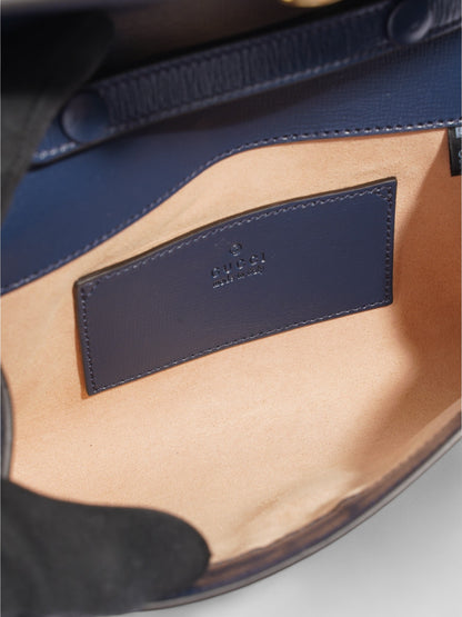 Gucci Horsebit 1955 Blue Calfskin Leather Mini
