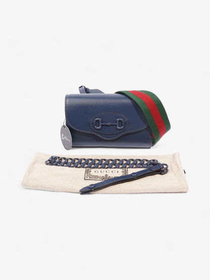 Gucci Horsebit 1955 Blue Calfskin Leather Mini