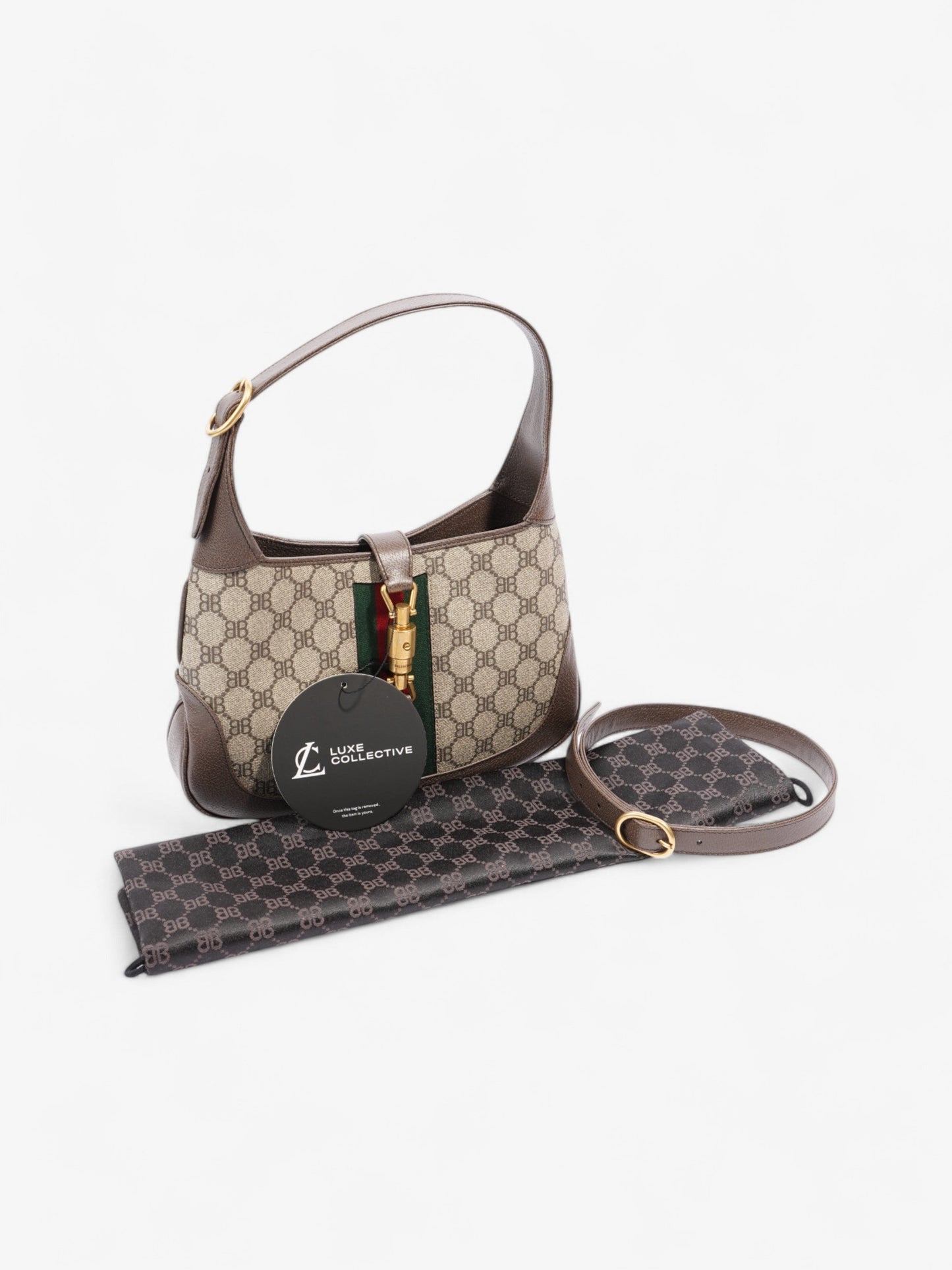 Gucci x Balenciaga Hacker Project Jackie 1961 Beige / Brown Coated Canvas