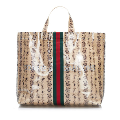 Beige Gucci x COMME des GARCONS Floral PVC Web Shopper Paper Tote