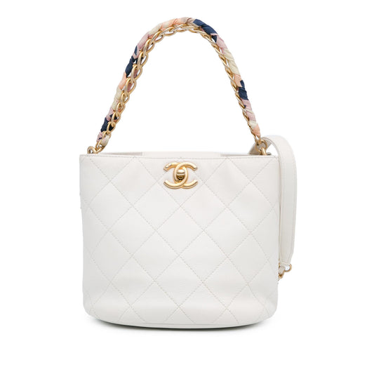 Chanel CC Quilted Caviar Chain Scarf Handle Bucket Bag (SHG-xHyisr)