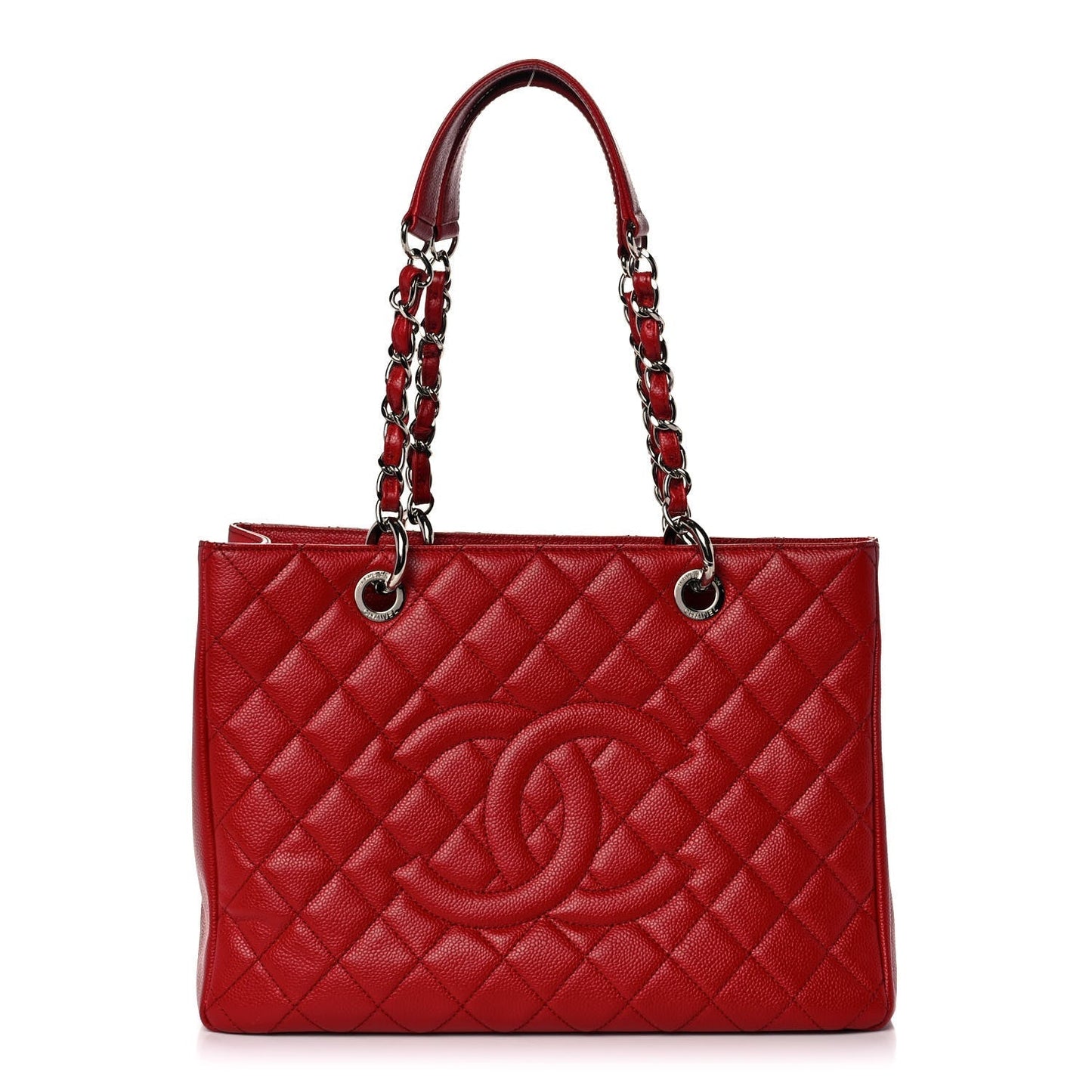 Chanel Leather Red Elegant Tote Bag 2