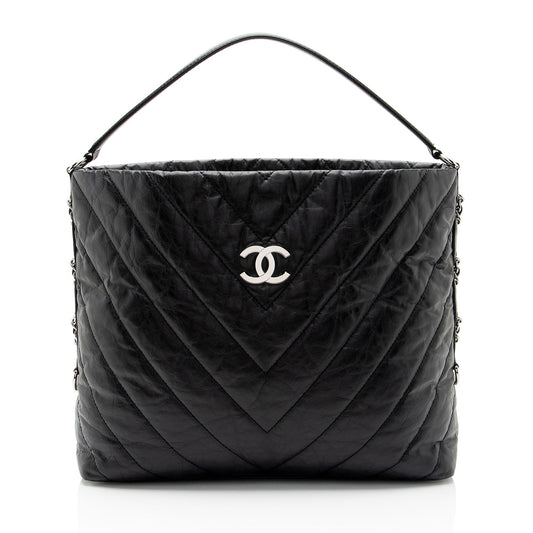 Chanel Chevron Aged Calfskin Big Bang Hobo (SHF-3kJJhz)