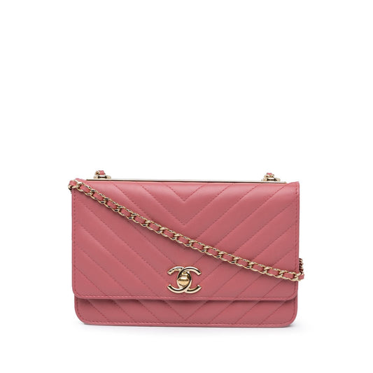 Chanel Chevron Quilted Lambskin Trendy CC Wallet on Chain (SHG-2KK0Ka)