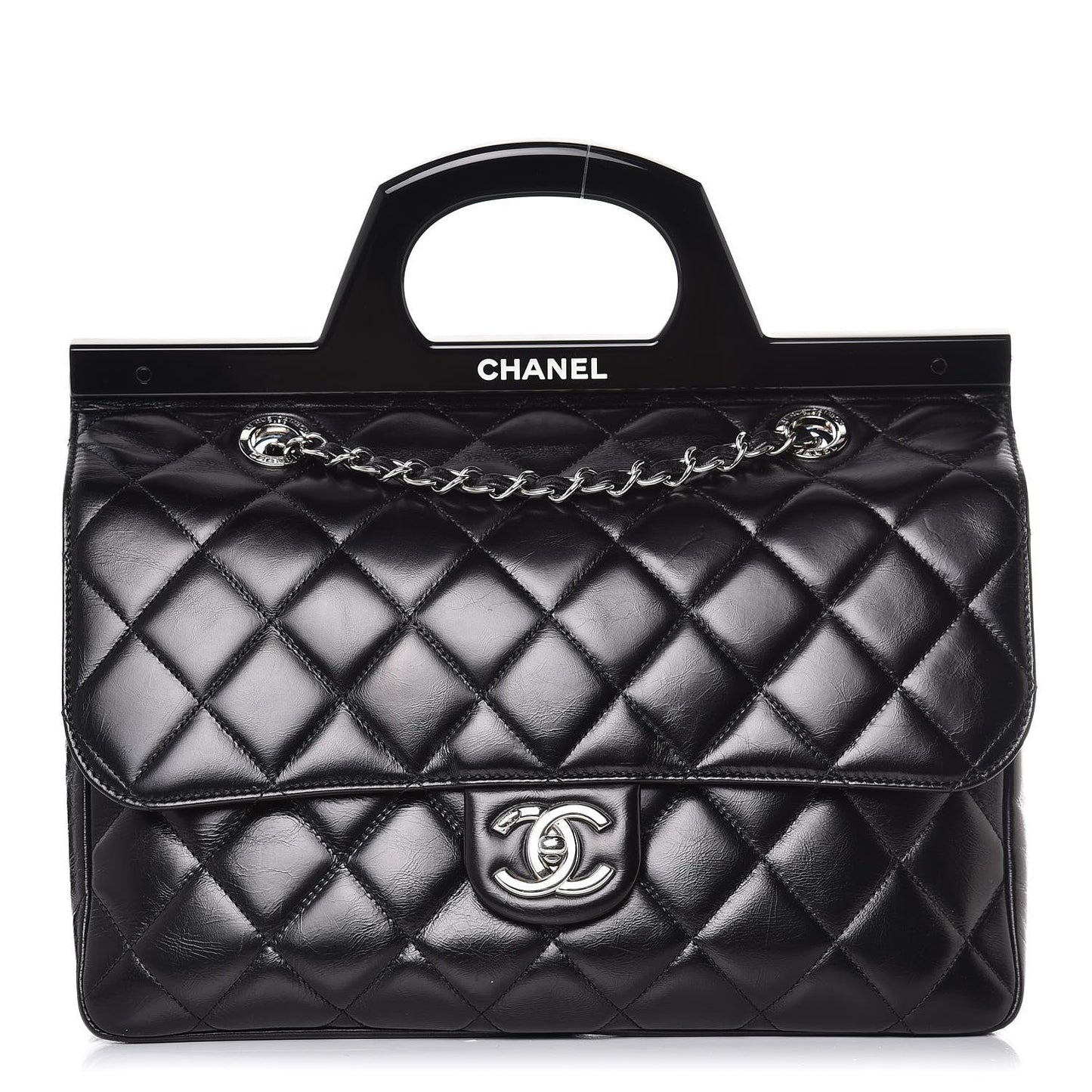 Chanel Flap Small Leather Black Tote Bag
