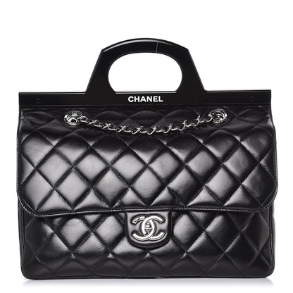 Chanel Flap Small Leather Black Tote Bag