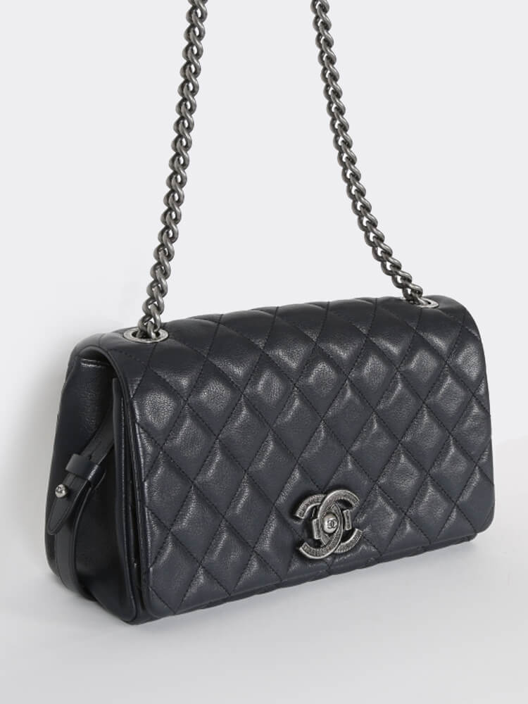Chanel Flap Medium Leather Black Shoulder Bag 5