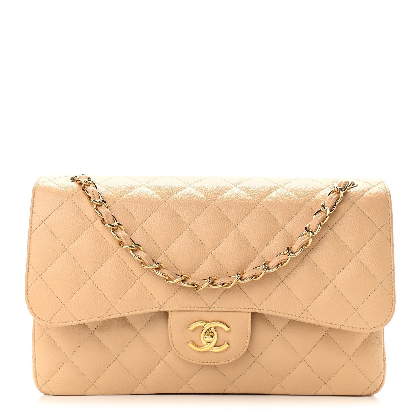 Chanel Flap Caviar Leather Gold Shoulder Bag 4