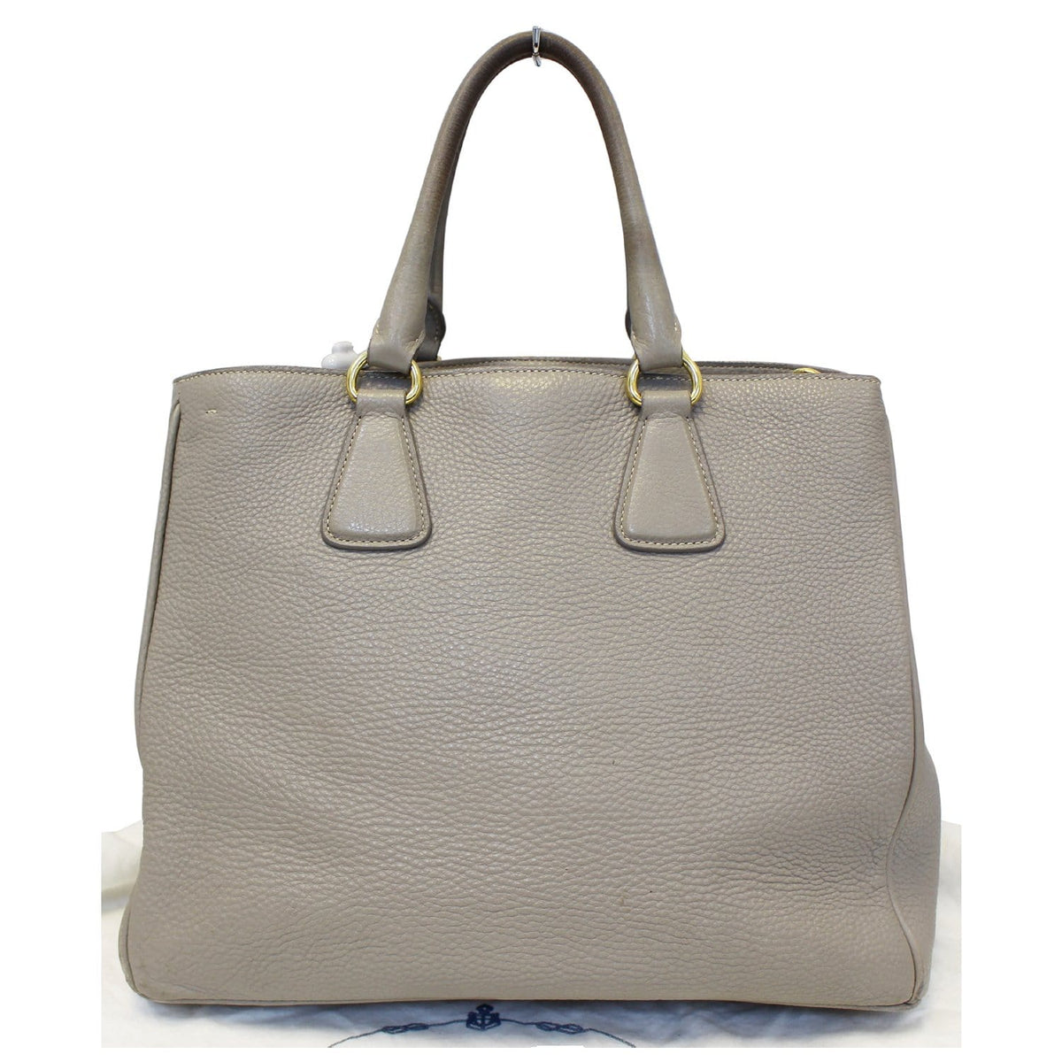 PRADA Pebbled Leather Large Tote Bag Grey