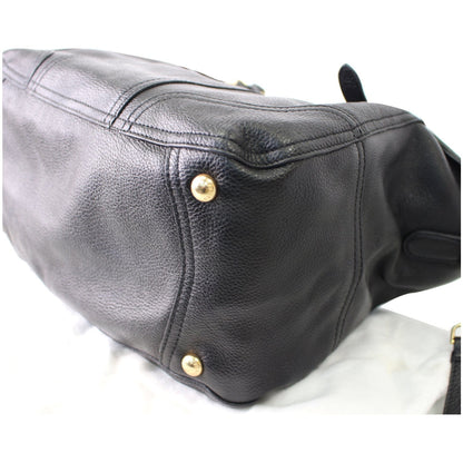 PRADA Cervo Antik Deerskin Leather Shoulder Bag Black BR3787