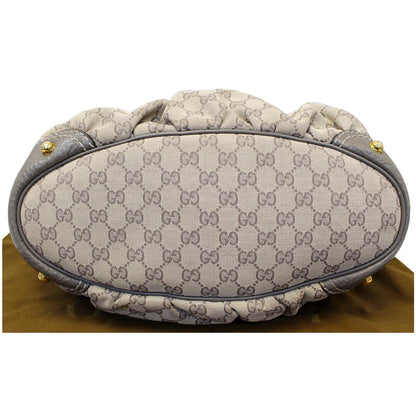GUCCI Jockey Medium GG Canvas Monogram Tote Bag Beige 203546