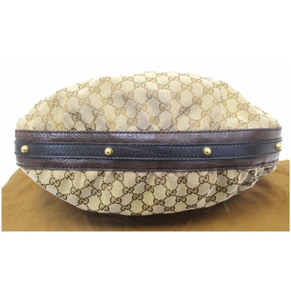 GUCCI Interlocking G Medium GG Canvas Hobo Bag Beige