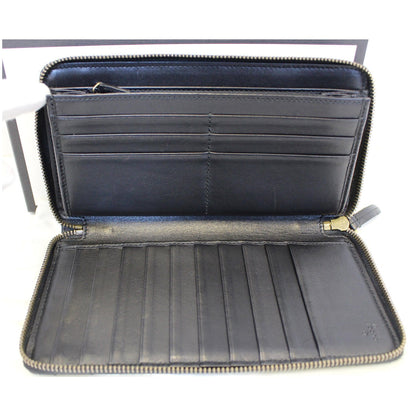 GUCCI Matelasse GG Marmont Zip Around Calfskin Wallet Black