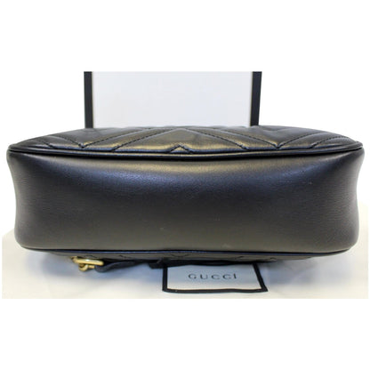 GUCCI GG Marmont Matelasse Small Leather Crossbody Bag Black